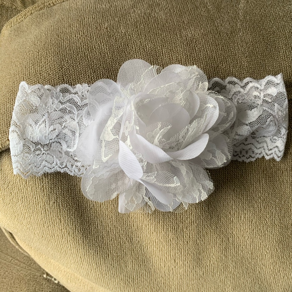 🌻 Baby Bling White Lace Flower Bow